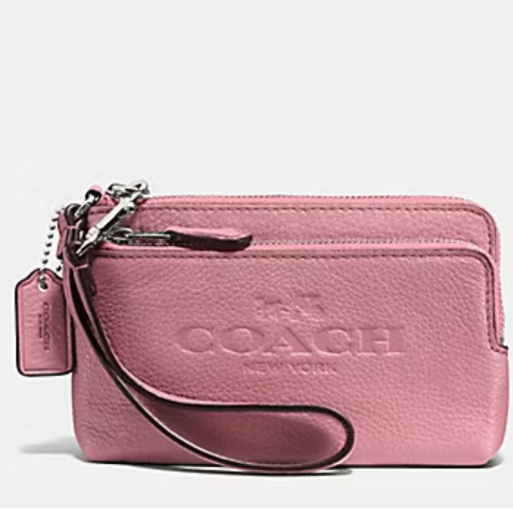 COACH Dusty Rose Pebbled Leather Wristlet
